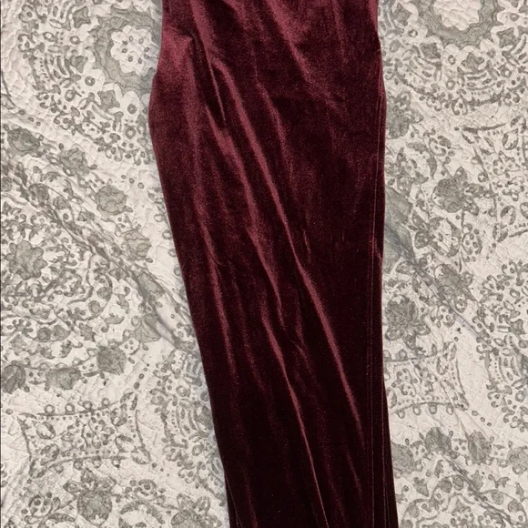 Elegant Burgundy Velvet Blazer with Black Lapel and pants - Picture 9 of 15